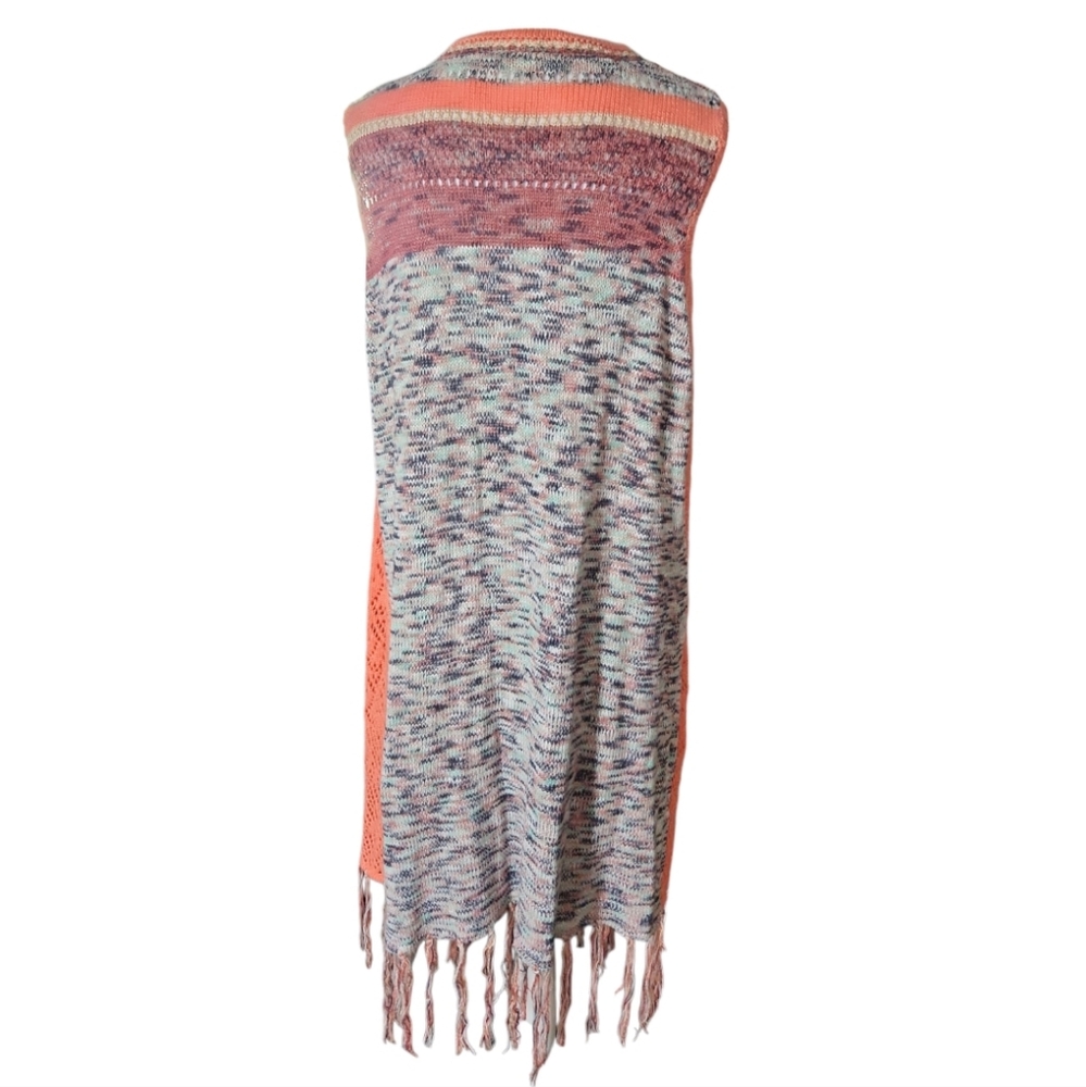 OSO Casuals Open Knit Duster with Tassels Bohemian Size: XL - Picture 2 of 5